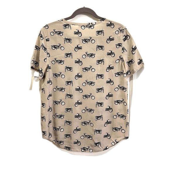 EQUIPMENT Femme Gray Silk Motorcycle Short Sleeve Shirt Top  Women's Size Small - Picture 6 of 9